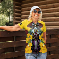 Welsh Dewi Sant Women Polo Shirt Saint David With Daffodil