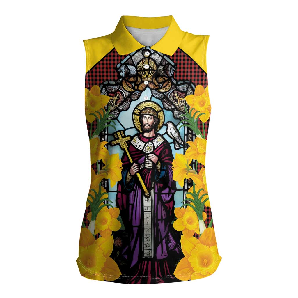 Welsh Dewi Sant Women Sleeveless Polo Shirt Saint David With Daffodil