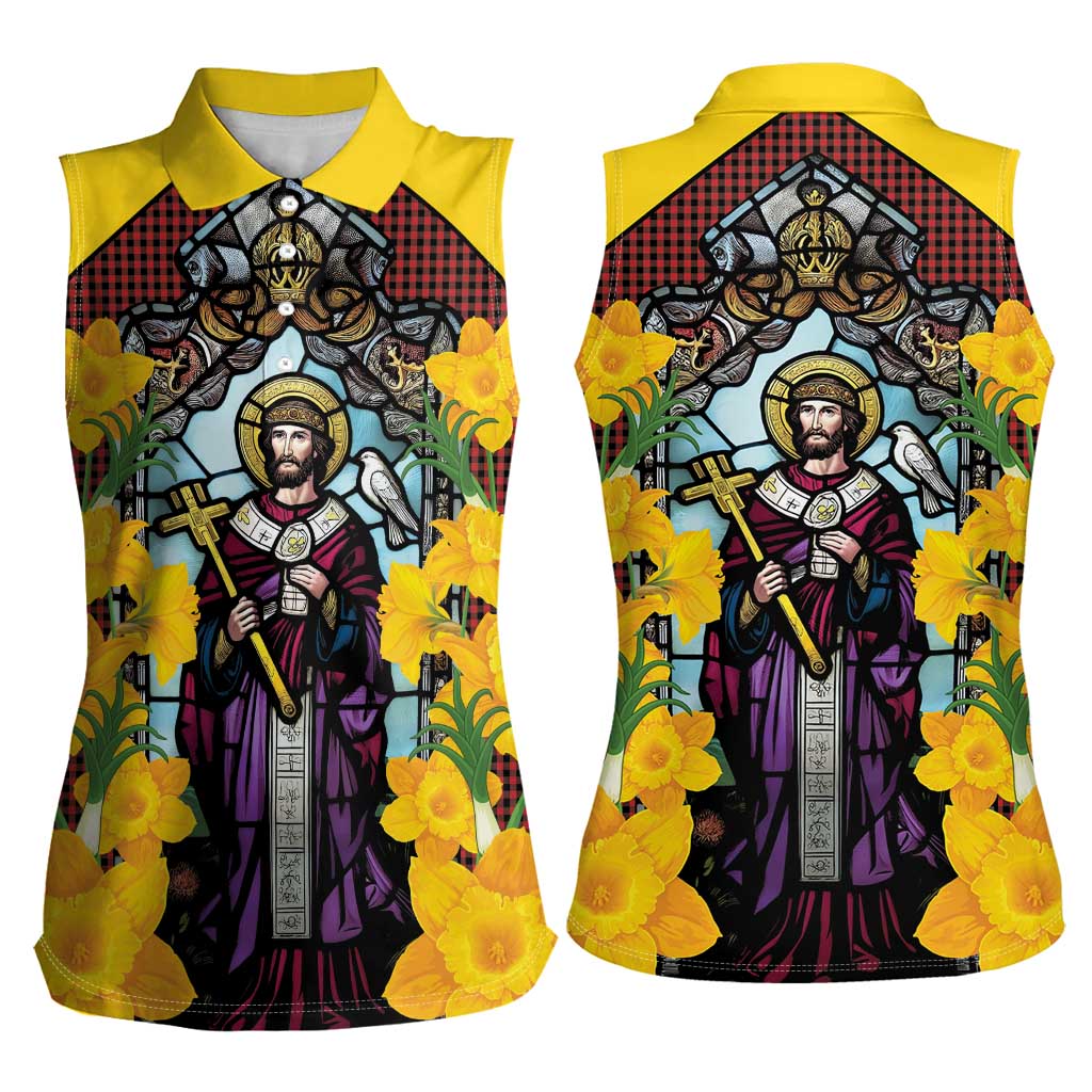 Welsh Dewi Sant Women Sleeveless Polo Shirt Saint David With Daffodil