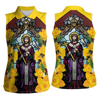 Welsh Dewi Sant Women Sleeveless Polo Shirt Saint David With Daffodil