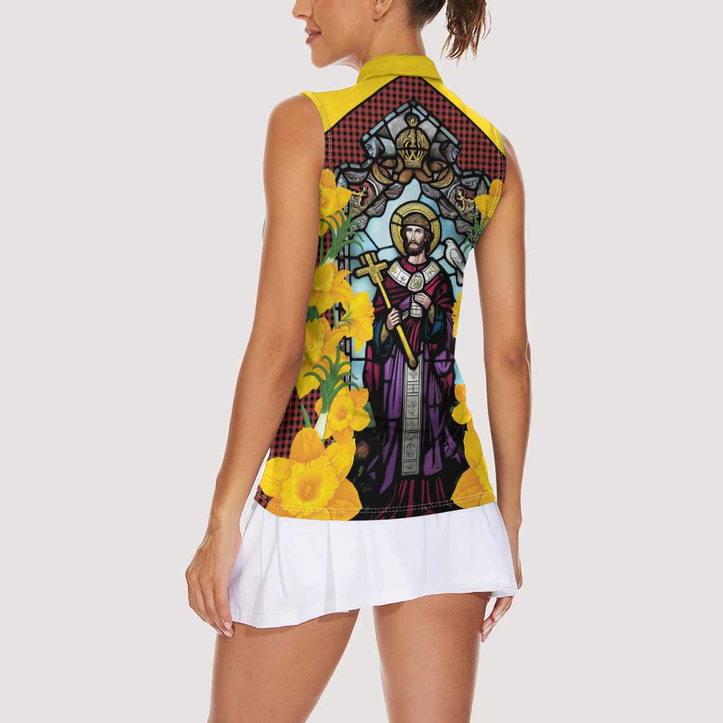 Welsh Dewi Sant Women Sleeveless Polo Shirt Saint David With Daffodil