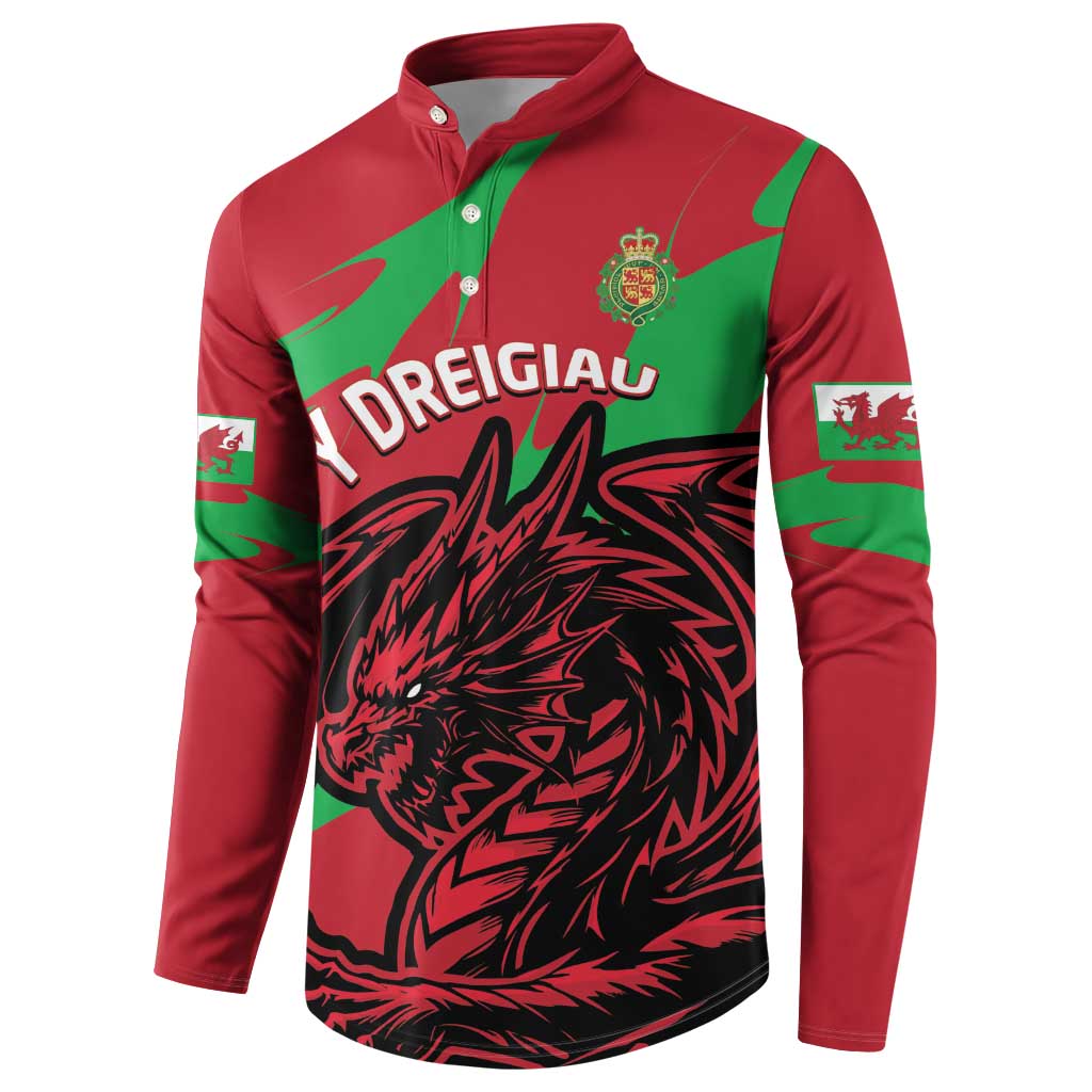 Custom Wales Football Button Sweatshirt 2025 Welsh Y Dreigiau