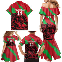 Custom Wales Football Family Matching Mermaid Dress and Hawaiian Shirt 2025 Welsh Y Dreigiau