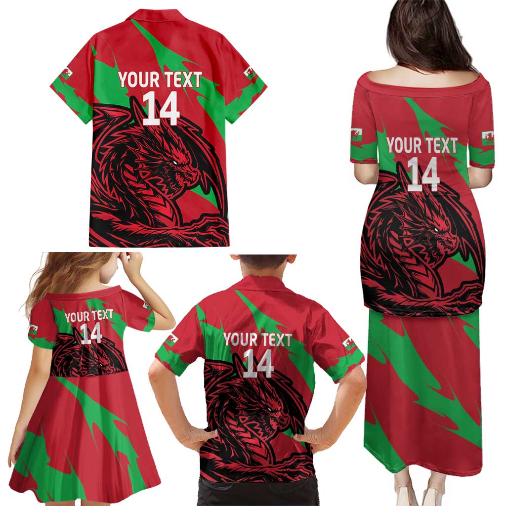 Custom Wales Football Family Matching Puletasi and Hawaiian Shirt 2025 Welsh Y Dreigiau