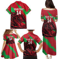 Custom Wales Football Family Matching Puletasi and Hawaiian Shirt 2025 Welsh Y Dreigiau