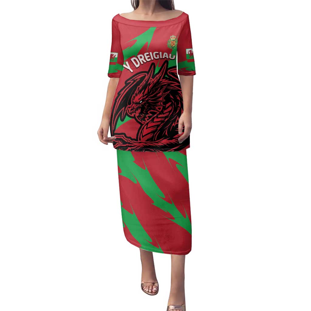 Custom Wales Football Family Matching Puletasi and Hawaiian Shirt 2025 Welsh Y Dreigiau