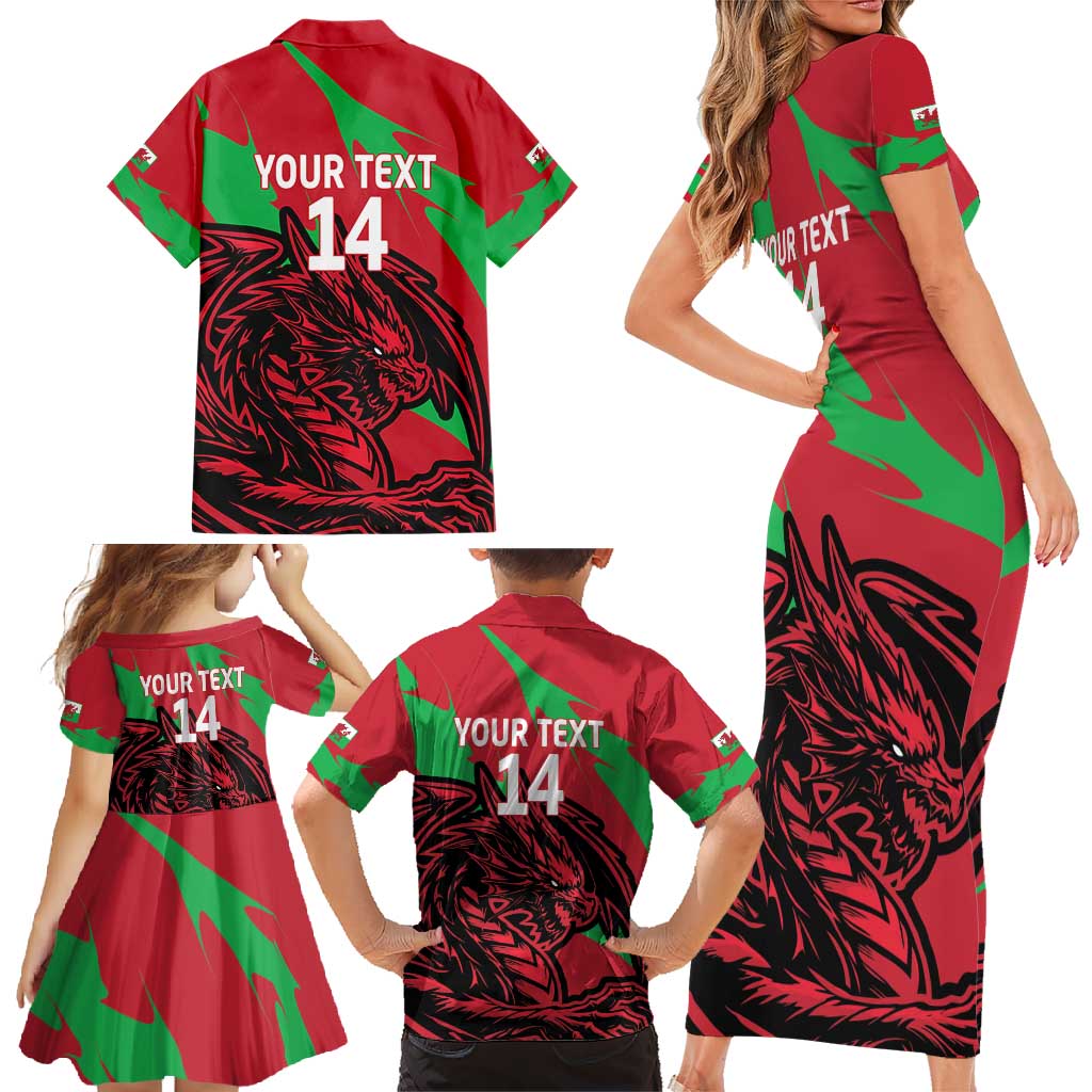 Custom Wales Football Family Matching Short Sleeve Bodycon Dress and Hawaiian Shirt 2025 Welsh Y Dreigiau