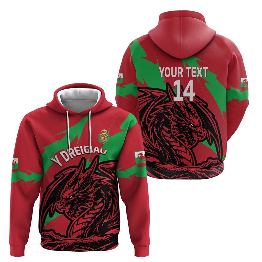 Custom Wales Football Hoodie 2025 Welsh Y Dreigiau