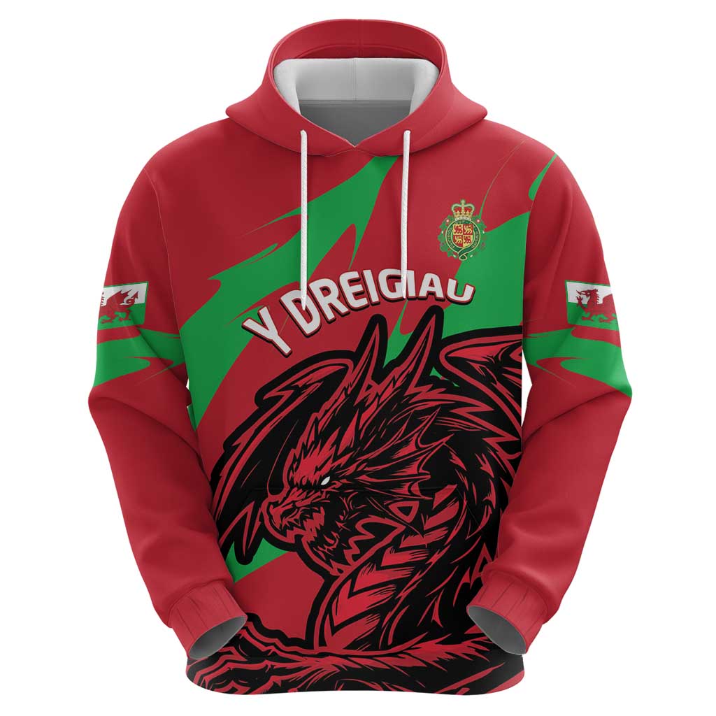 Custom Wales Football Hoodie 2025 Welsh Y Dreigiau