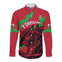 Custom Wales Football Long Sleeve Button Shirt 2025 Welsh Y Dreigiau