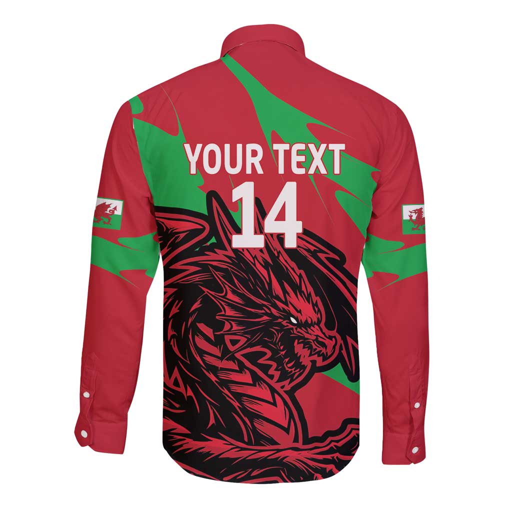 Custom Wales Football Long Sleeve Button Shirt 2025 Welsh Y Dreigiau