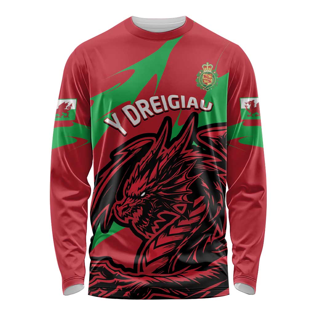 Custom Wales Football Long Sleeve Shirt 2025 Welsh Y Dreigiau