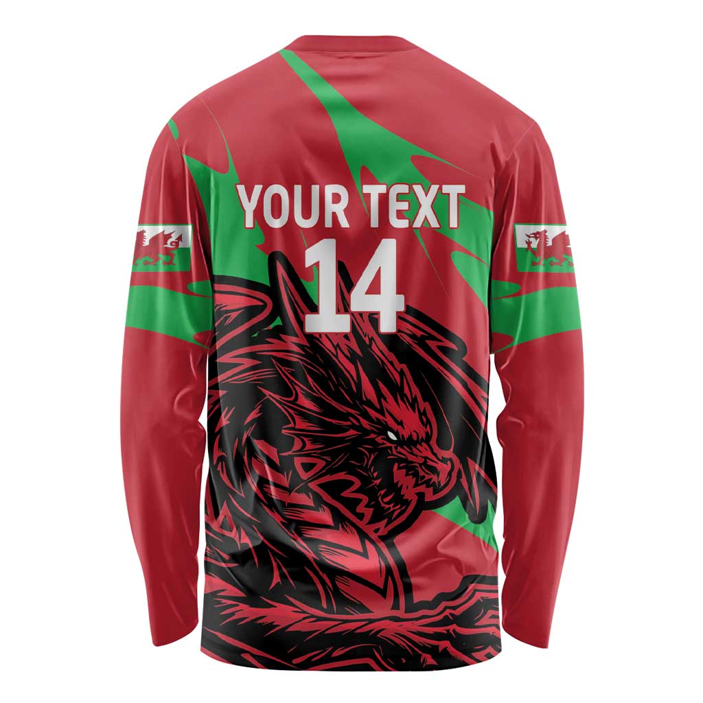 Custom Wales Football Long Sleeve Shirt 2025 Welsh Y Dreigiau