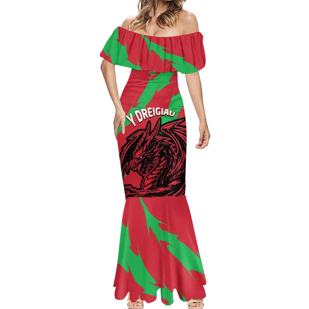 Custom Wales Football Mermaid Dress 2025 Welsh Y Dreigiau
