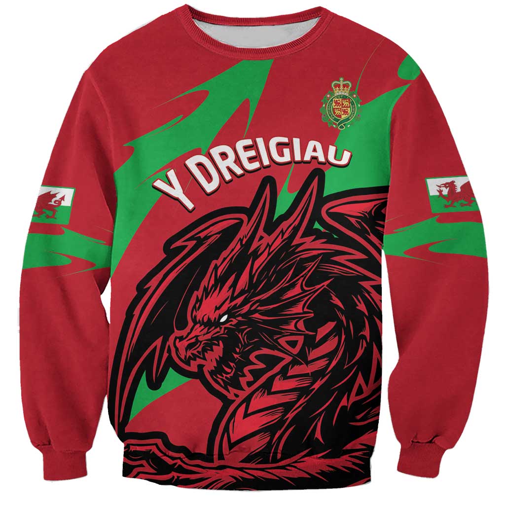 Custom Wales Football Sweatshirt 2025 Welsh Y Dreigiau