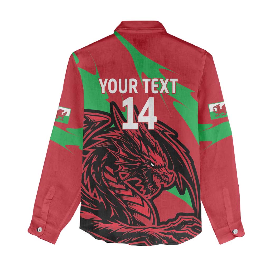 Custom Wales Football Women Casual Shirt 2025 Welsh Y Dreigiau