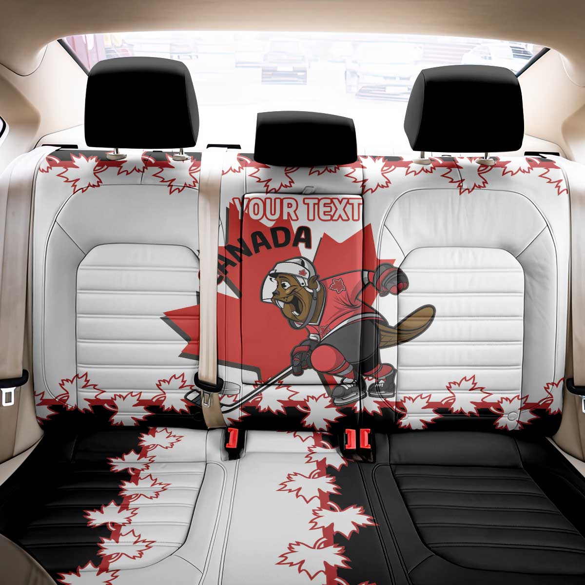 Custom Canada Ice Hockey Back Car Seat Cover 2025 Go Champions Funny Beaver Mascot
