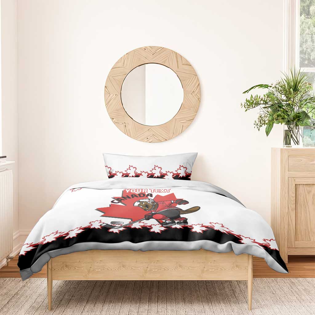 Custom Canada Ice Hockey Bedding Set 2025 Go Champions Funny Beaver Mascot