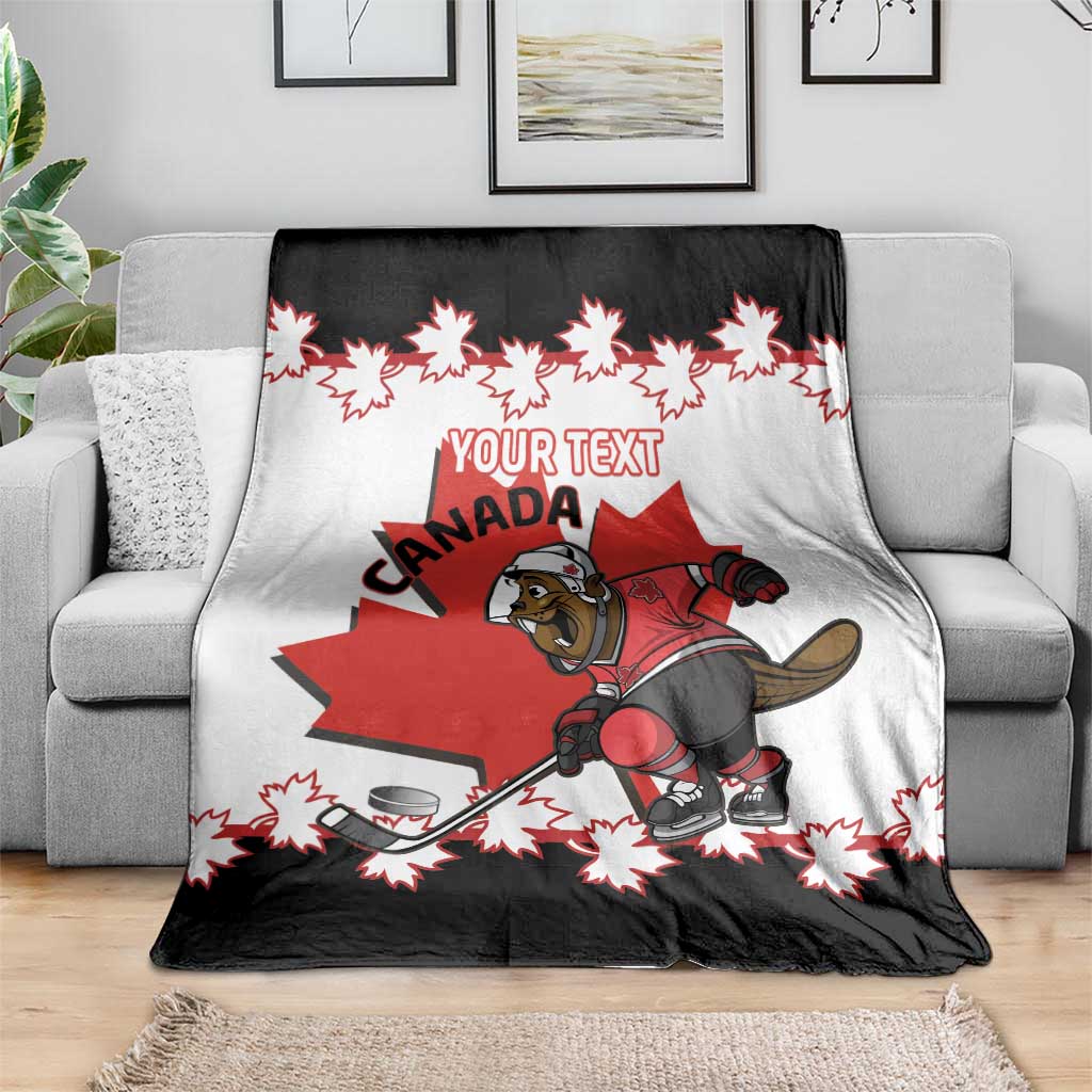 Custom Canada Ice Hockey Blanket 2025 Go Champions Funny Beaver Mascot
