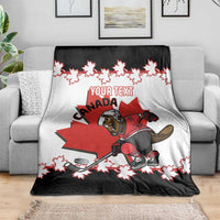 Custom Canada Ice Hockey Blanket 2025 Go Champions Funny Beaver Mascot