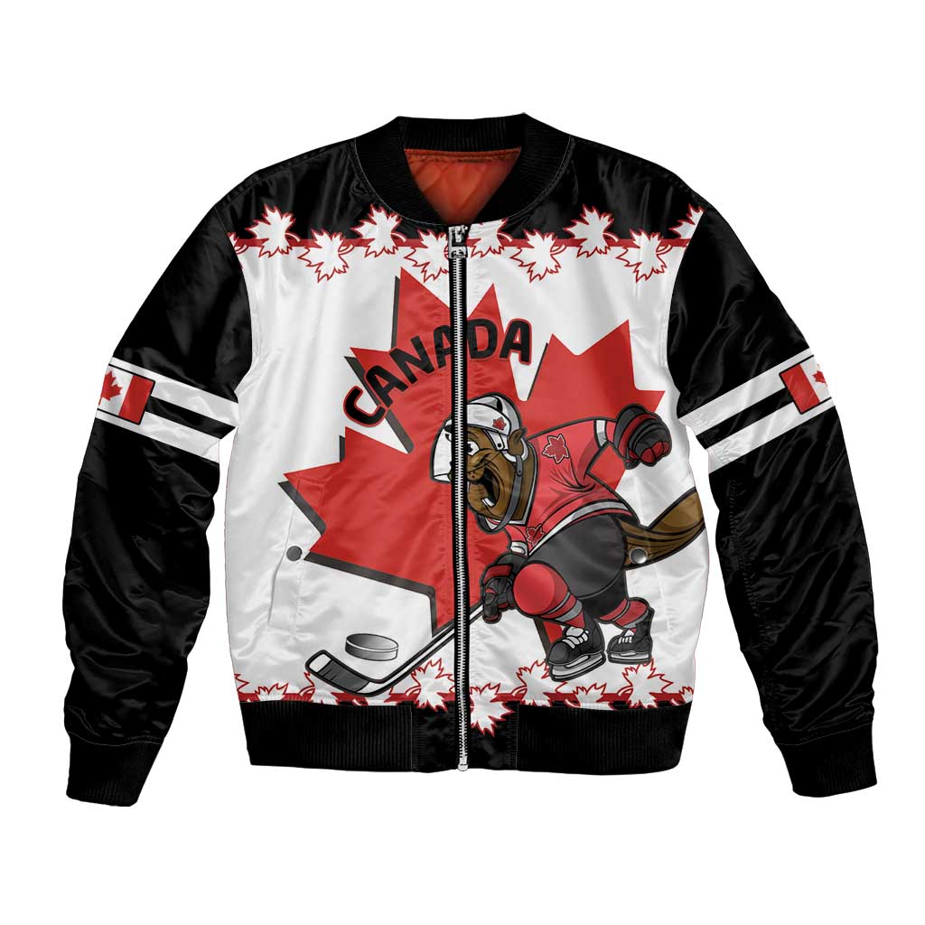 Custom Canada Ice Hockey Bomber Jacket 2025 Go Champions Funny Beaver Mascot