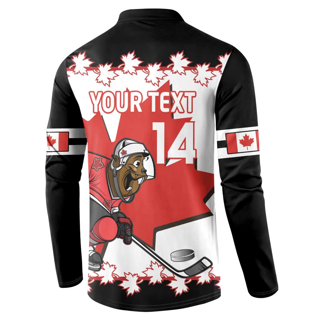 Custom Canada Ice Hockey Button Sweatshirt 2025 Go Champions Funny Beaver Mascot