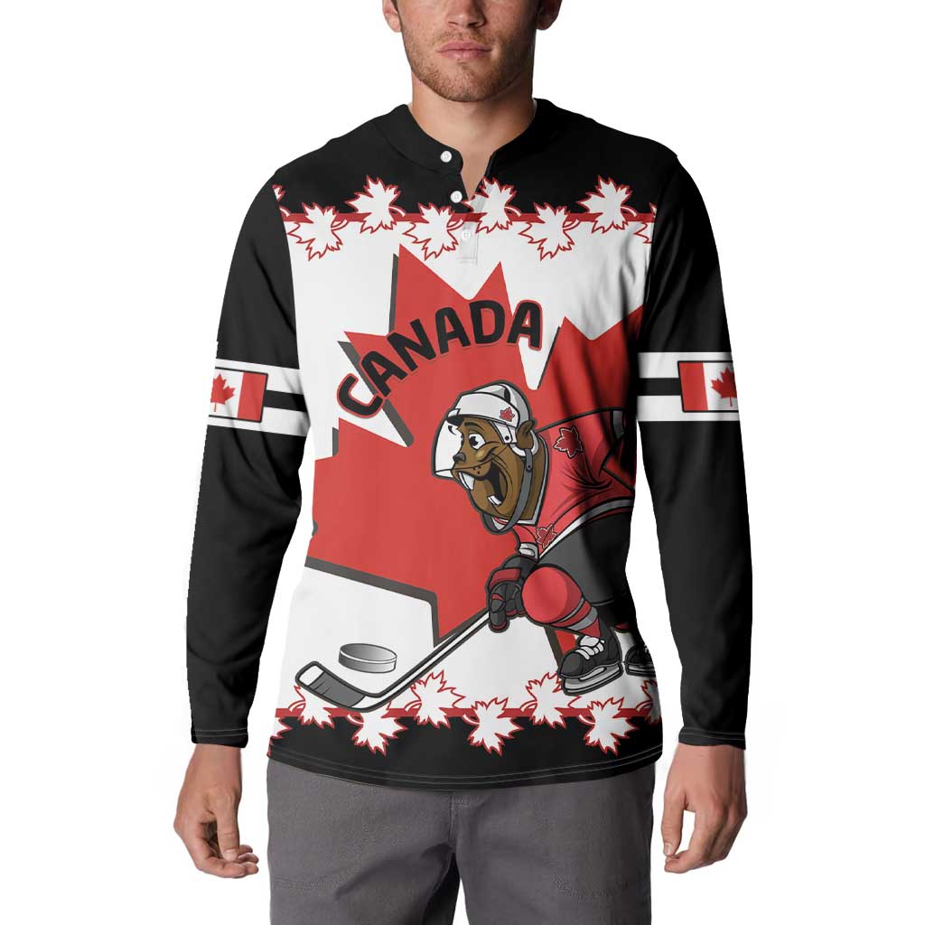 Custom Canada Ice Hockey Button Sweatshirt 2025 Go Champions Funny Beaver Mascot