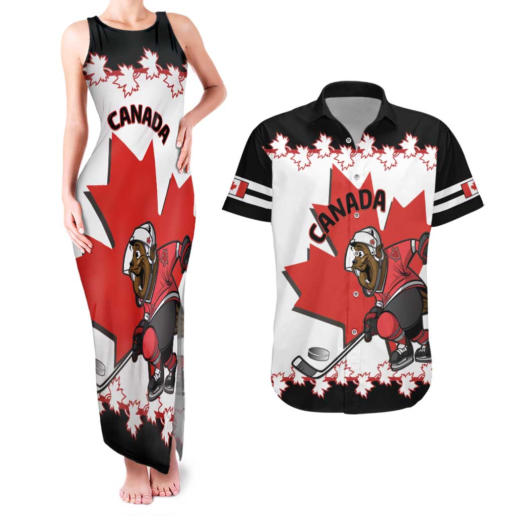 Custom Canada Ice Hockey Couples Matching Tank Maxi Dress and Hawaiian Shirt 2025 Go Champions Funny Beaver Mascot