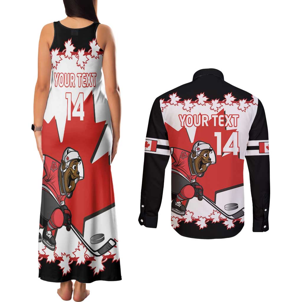Custom Canada Ice Hockey Couples Matching Tank Maxi Dress and Long Sleeve Button Shirt 2025 Go Champions Funny Beaver Mascot