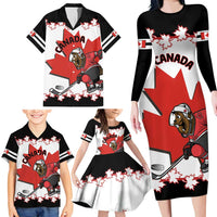 Custom Canada Ice Hockey Family Matching Long Sleeve Bodycon Dress and Hawaiian Shirt 2025 Go Champions Funny Beaver Mascot