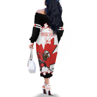 Custom Canada Ice Hockey Family Matching Off The Shoulder Long Sleeve Dress and Hawaiian Shirt 2025 Go Champions Funny Beaver Mascot