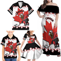 Custom Canada Ice Hockey Family Matching Off Shoulder Maxi Dress and Hawaiian Shirt 2025 Go Champions Funny Beaver Mascot
