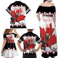 Custom Canada Ice Hockey Family Matching Off Shoulder Maxi Dress and Hawaiian Shirt 2025 Go Champions Funny Beaver Mascot