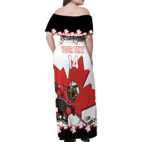 Custom Canada Ice Hockey Family Matching Off Shoulder Maxi Dress and Hawaiian Shirt 2025 Go Champions Funny Beaver Mascot