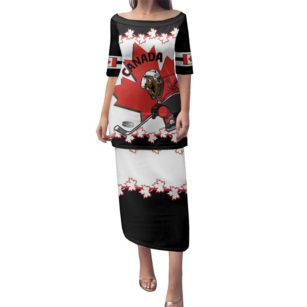 Custom Canada Ice Hockey Family Matching Puletasi and Hawaiian Shirt 2025 Go Champions Funny Beaver Mascot