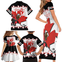Custom Canada Ice Hockey Family Matching Short Sleeve Bodycon Dress and Hawaiian Shirt 2025 Go Champions Funny Beaver Mascot