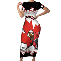 Custom Canada Ice Hockey Family Matching Short Sleeve Bodycon Dress and Hawaiian Shirt 2025 Go Champions Funny Beaver Mascot