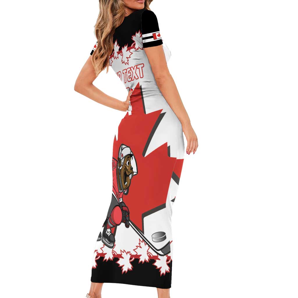 Custom Canada Ice Hockey Family Matching Short Sleeve Bodycon Dress and Hawaiian Shirt 2025 Go Champions Funny Beaver Mascot