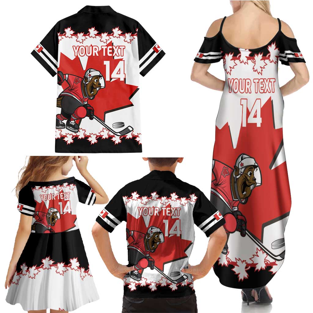 Custom Canada Ice Hockey Family Matching Summer Maxi Dress and Hawaiian Shirt 2025 Go Champions Funny Beaver Mascot