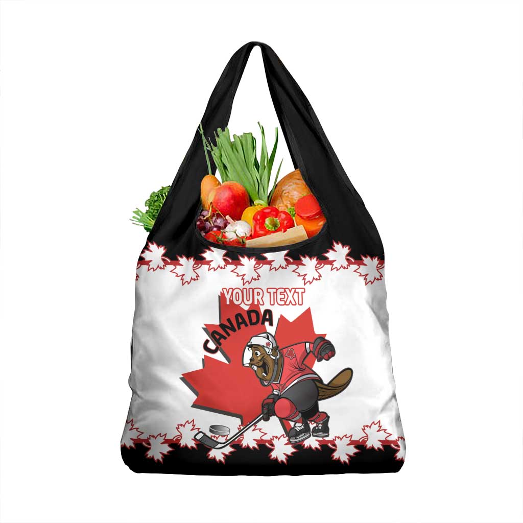 Custom Canada Ice Hockey Grocery Bag 2025 Go Champions Funny Beaver Mascot