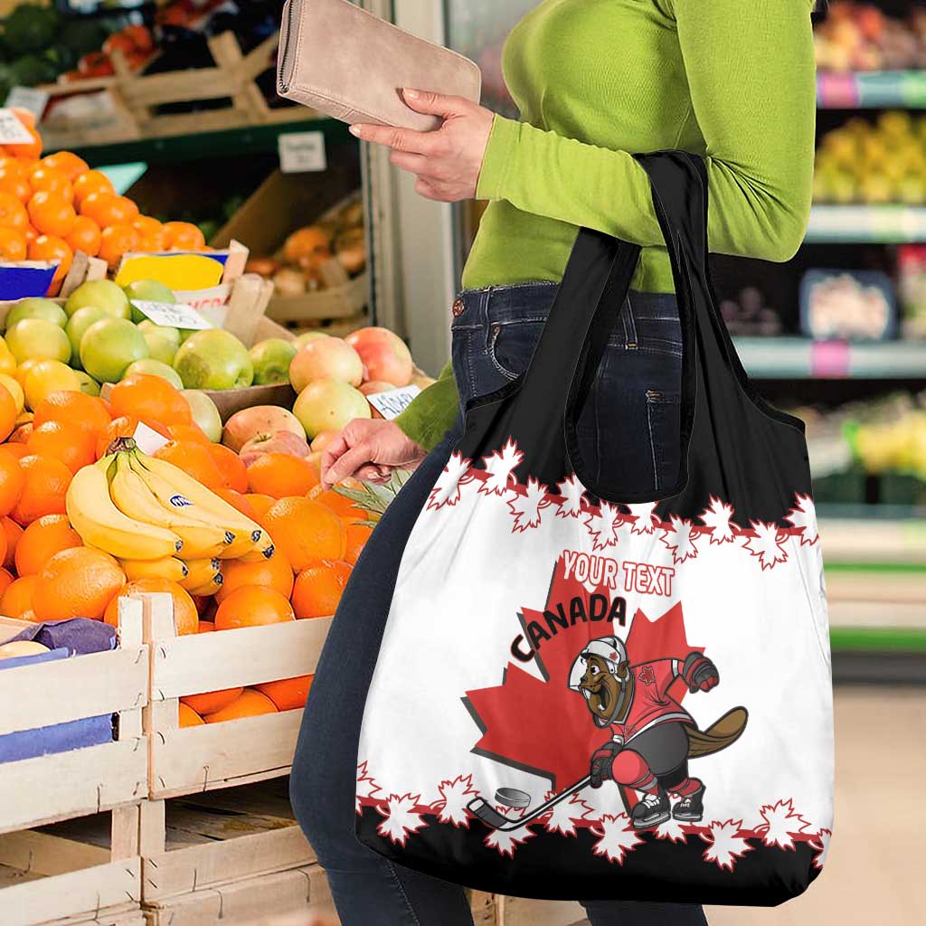 Custom Canada Ice Hockey Grocery Bag 2025 Go Champions Funny Beaver Mascot