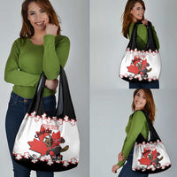 Custom Canada Ice Hockey Grocery Bag 2025 Go Champions Funny Beaver Mascot