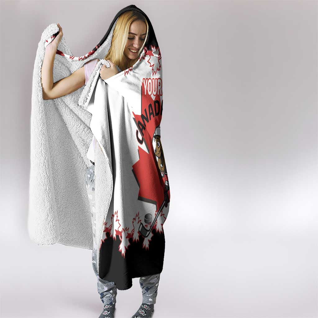 Custom Canada Ice Hockey Hooded Blanket 2025 Go Champions Funny Beaver Mascot