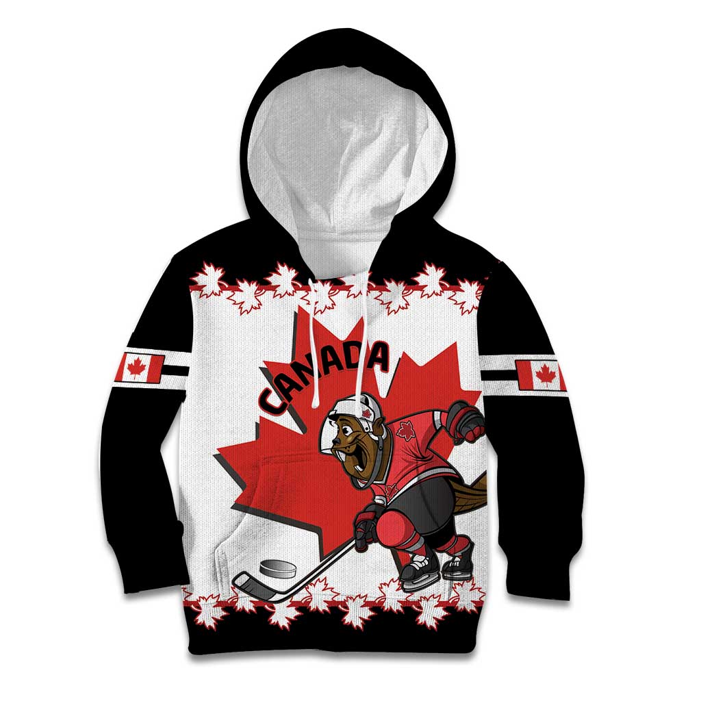 Custom Canada Ice Hockey Kid Hoodie 2025 Go Champions Funny Beaver Mascot