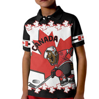 Custom Canada Ice Hockey Kid Polo Shirt 2025 Go Champions Funny Beaver Mascot