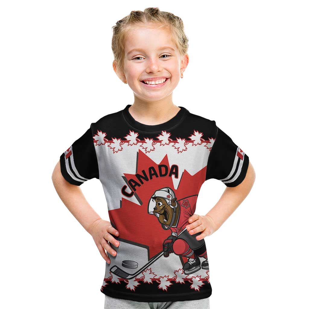 Custom Canada Ice Hockey Kid T Shirt 2025 Go Champions Funny Beaver Mascot