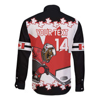 Custom Canada Ice Hockey Long Sleeve Button Shirt 2025 Go Champions Funny Beaver Mascot
