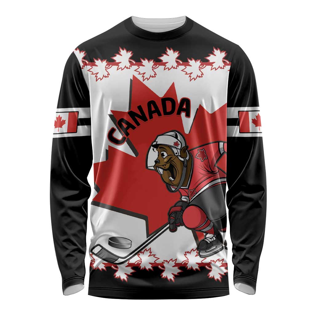 Custom Canada Ice Hockey Long Sleeve Shirt 2025 Go Champions Funny Beaver Mascot