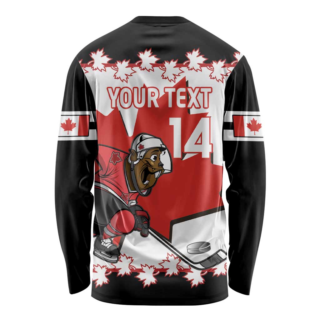 Custom Canada Ice Hockey Long Sleeve Shirt 2025 Go Champions Funny Beaver Mascot