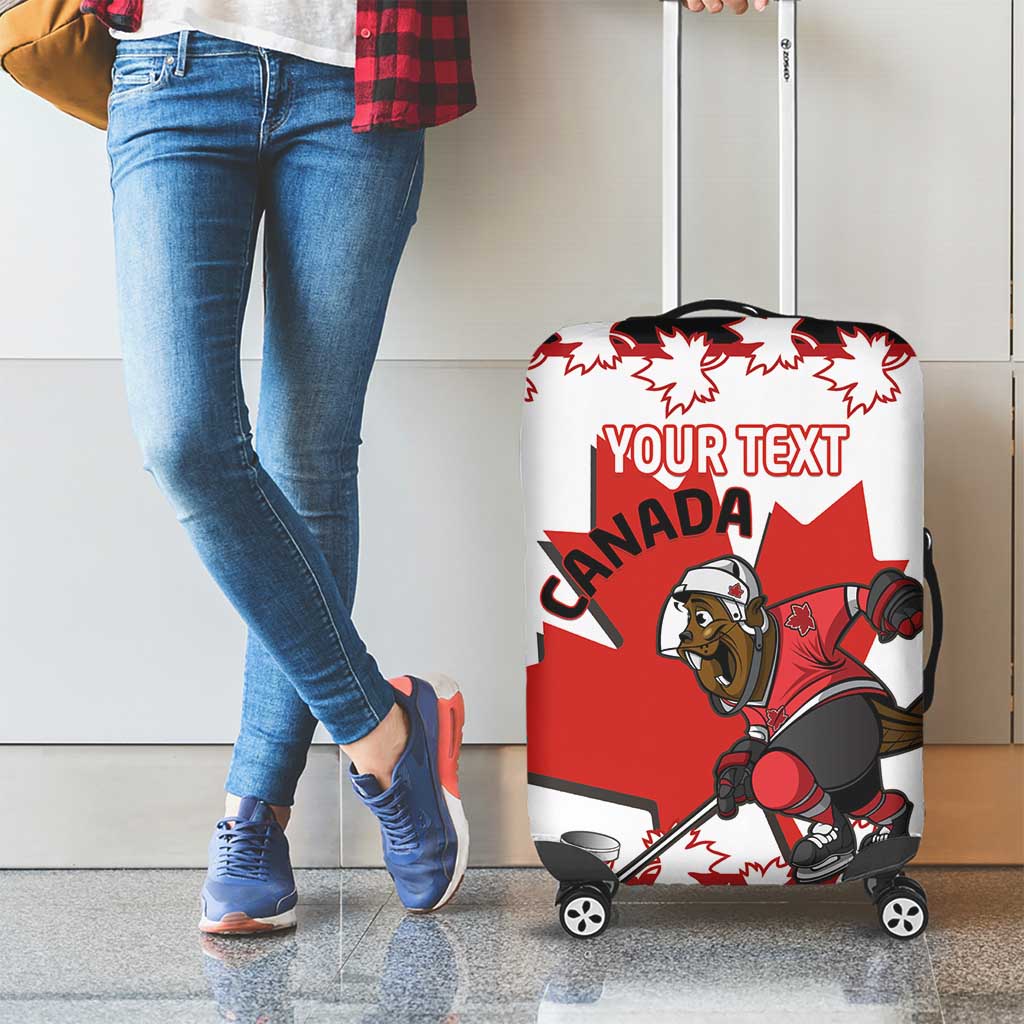 Custom Canada Ice Hockey Luggage Cover 2025 Go Champions Funny Beaver Mascot